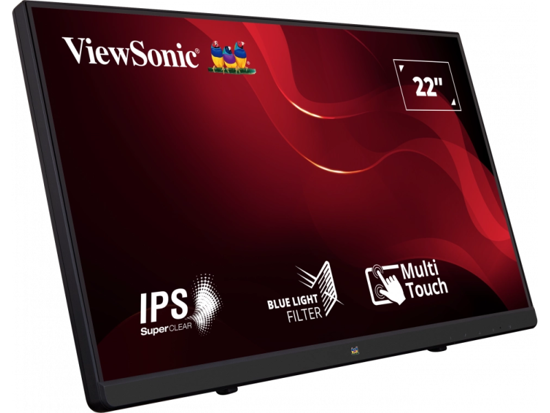 ViewSonic Monitor 22" TD2230, 1920×1080 (FHD), IPS panel, 60Hz, 14 ms, 1000:1, 250 cd/m², touch ekran, HDMI + VGA + DisplayPort, audio out da, zvučnici da, hub ne, VESA 100×100 mm, boja crna