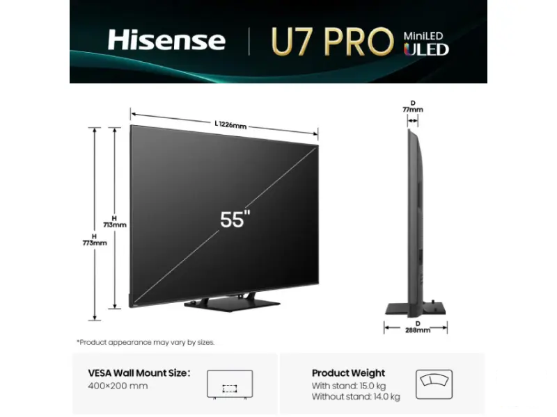 HISENSE 55 inča 55U7Q PRO ULED Mini-LED 4K UHD Smart TV 