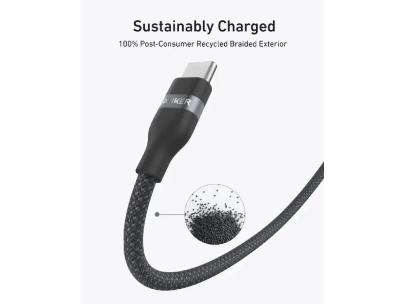 ANKER USB tip-C kabl M/M 0.9m, za Super brzo punjenje 240W/480Mbps, pleteni, crni 
