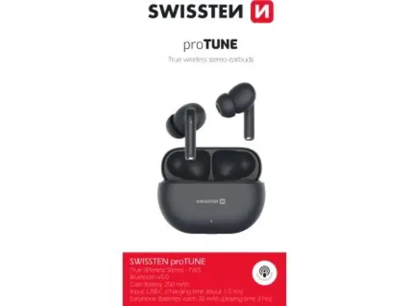 Swissten Slušalice Bluetooth TWS PRO TUNE Crne