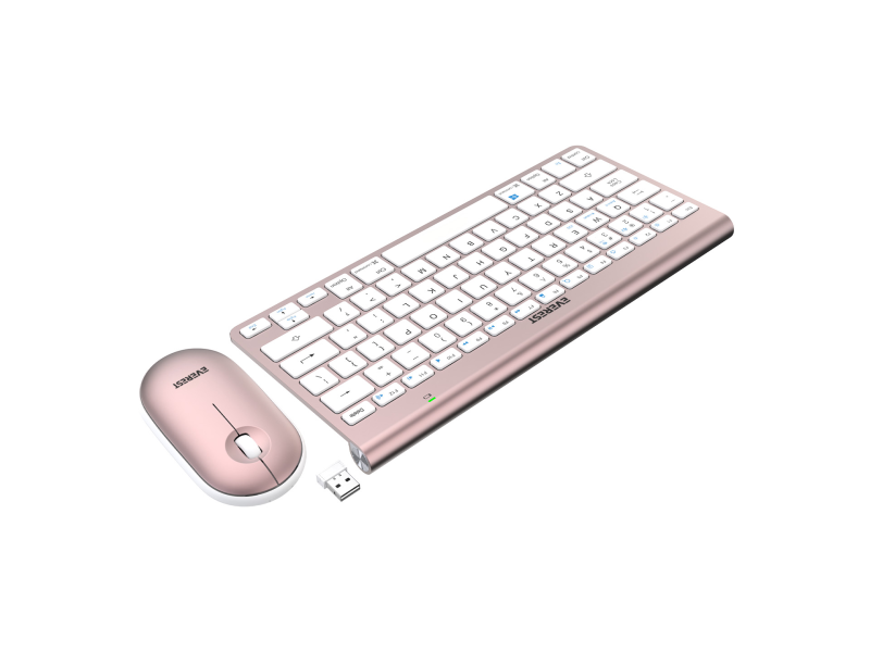 Everest SET tastatura i mis KB-BT72 ​​ELITE Rose Gold 2.4 ghz + BT Wireless US Layout