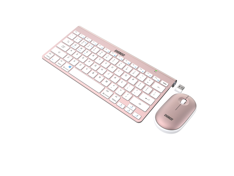Everest SET tastatura i mis KB-BT72 ​​ELITE Rose Gold 2.4 ghz + BT Wireless US Layout