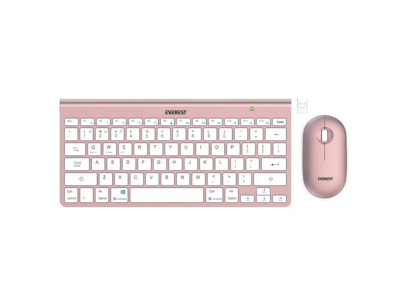 Everest SET tastatura i mis KB-BT72 ​​ELITE Rose Gold 2.4 ghz + BT Wireless US Layout