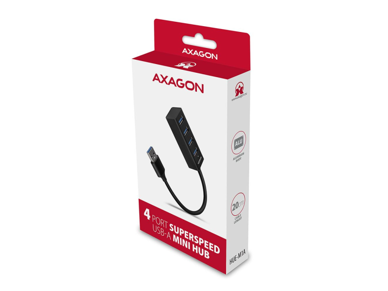 USB HUB Mini 4xUSB3.2, USB-A cable, 20cm, HUE-M1A, AXAGON