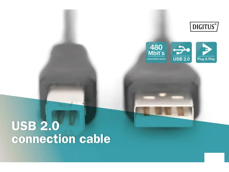 Digitus Kabl USB A - USB B M/M 1m USB 2.0 crni