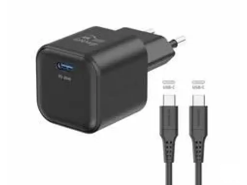 Swissten Travel charger GaN 1x USB-C 20W PD white, data cable USB-C/USB-C 1.2, black