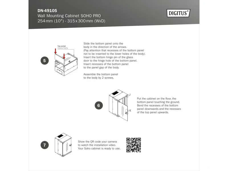 Digitus 12U network rack, 10", wall, 315x300