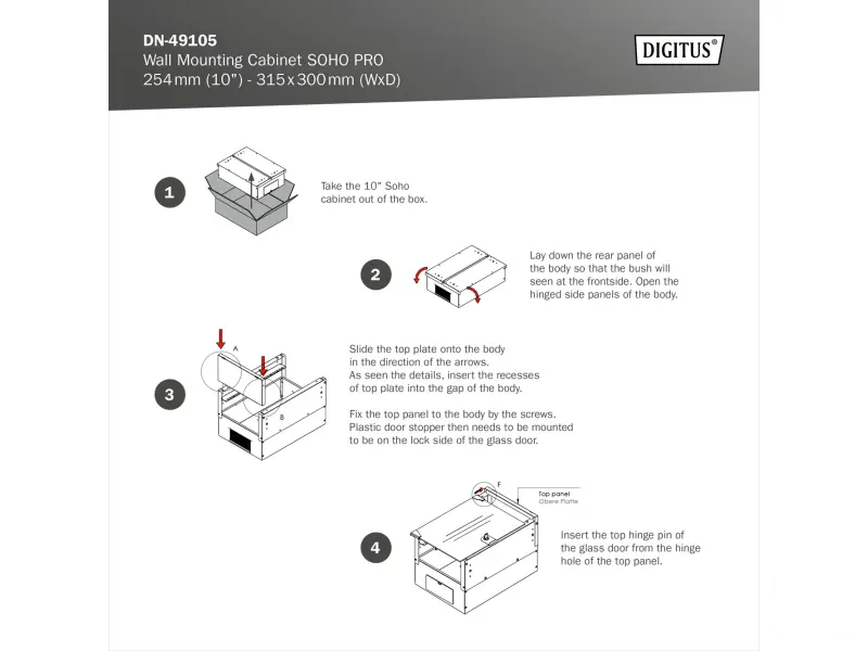 Digitus 12U network rack, 10", wall, 315x300
