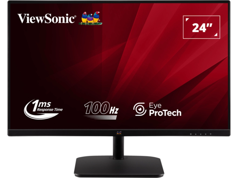 ViewSonic Monitor 23.8" VA2432-H-2, 1920x1080(FHD), IPS panel, 100Hz, 1 ms, 1000:1, 250 cd/m², HDMI + VGA, zvucnici ne, hub ne, VESA 100x100 mm, boja crna