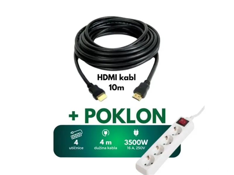 Kabl HDMI 10m+produzni kabl 4utič. 4m