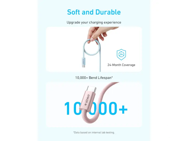 ANKER Zolo USB tip-C kabl M/M 1.8m, za Apple, super brzo punjenje 240W/480Mbps, pleteni, crni 