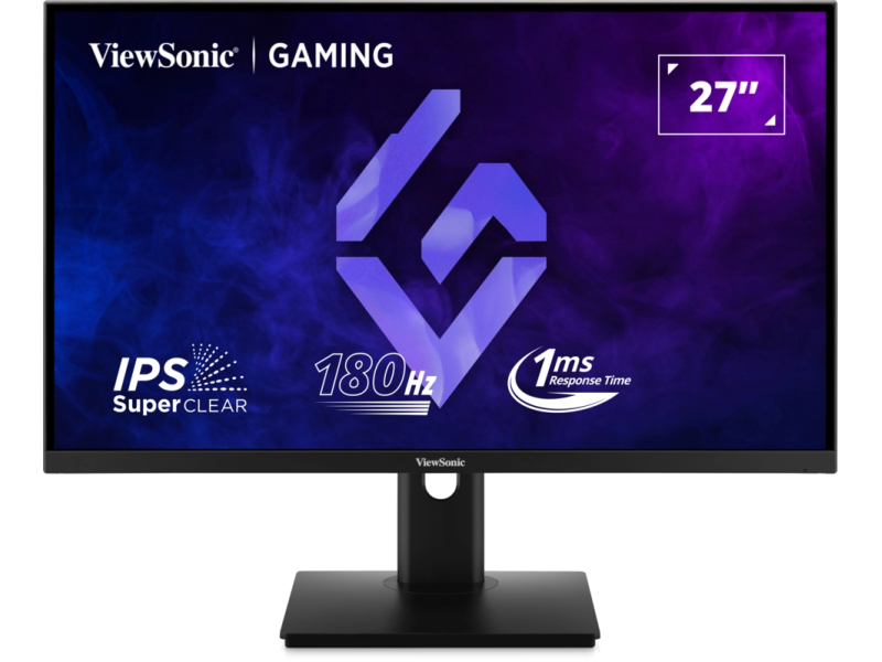 ViewSonic Monitor 27" XG27G1, 1920×1080 (FHD), IPS panel, 180Hz, 1 ms (MPRT), 1000:1, 300 cd/m², Adaptive Sync (FreeSync Premium), HDMI + DisplayPort, audio out da, zvučnici ne, hub ne, VESA 100×100 mm, boja crna