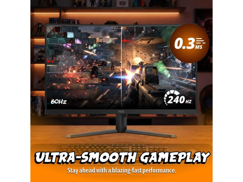 AOC FHD Gaming LED Curved Monitor C32G42ZE, 31.5", 1920x1080, 260Hz, 0.3 ms, DP/HDMI, Tilt