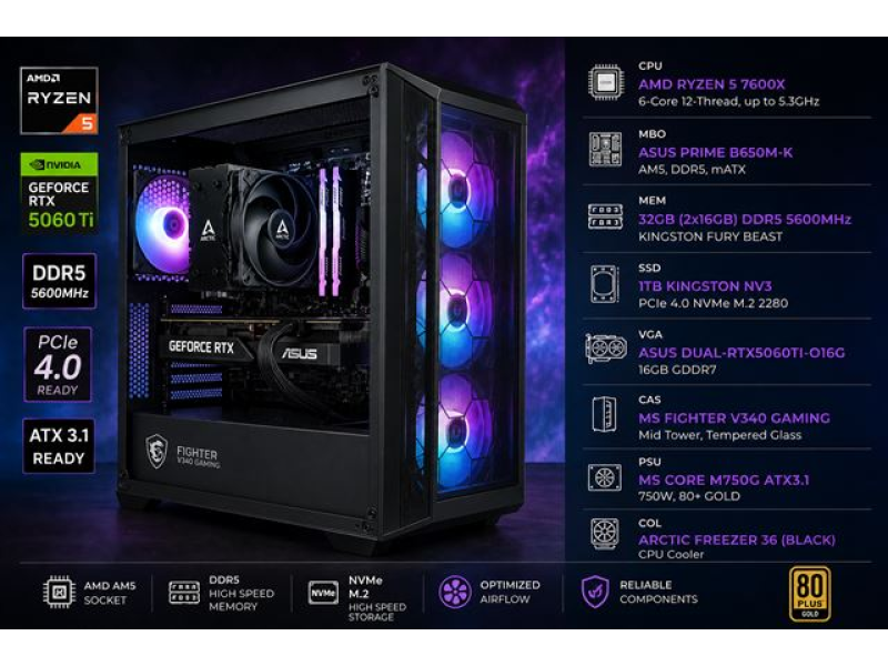 MSGW B. R5-7600X/32G/1TB/RTX5060TI 16G