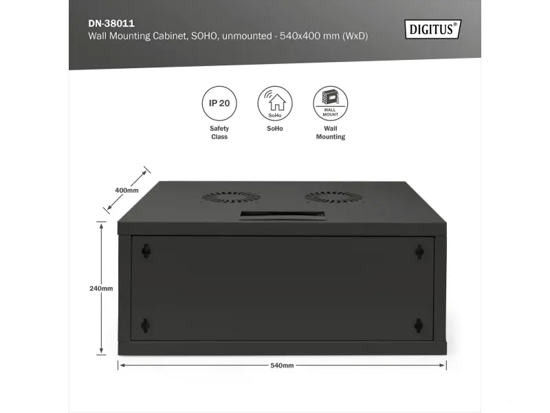 Digitus 4U network rack, 19", wall, 540x400