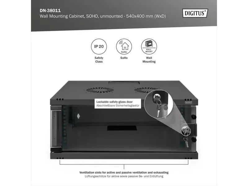 Digitus 4U network rack, 19", wall, 540x400