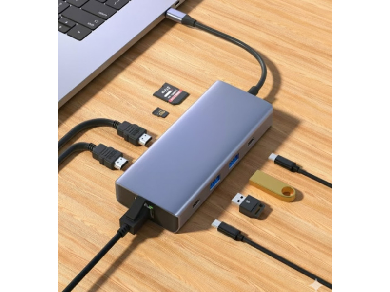 FAST ASIA Adapter TIP-C na 2xHDMI+2xUSB+2xTIP C+SD/TF+RJ45