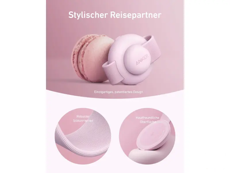 ANKER MagGo Bežični 3u1 sklopivi punjač roze 