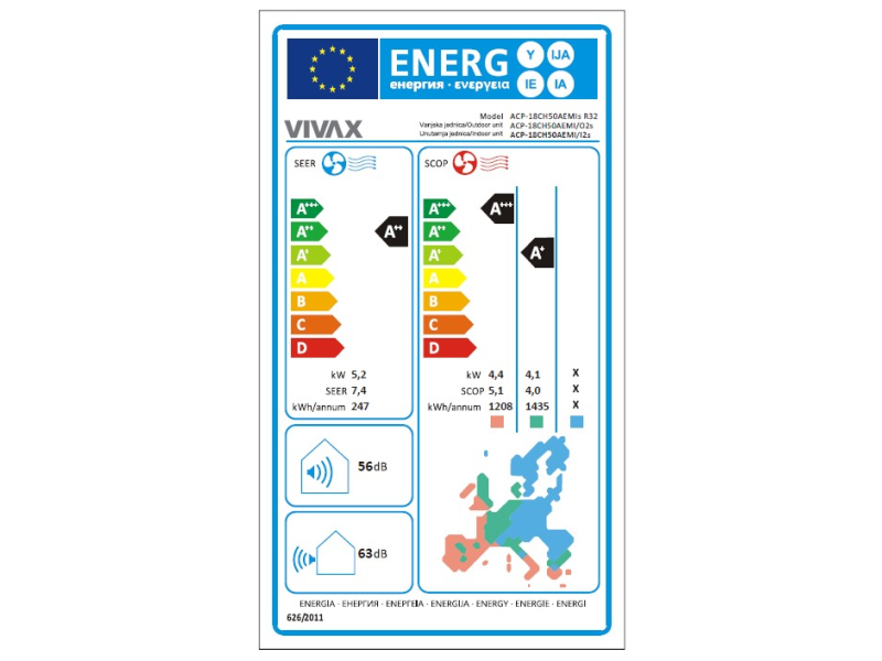 VIVAX COOL, klima uređaji, ACP-18CH50AEMIs R32