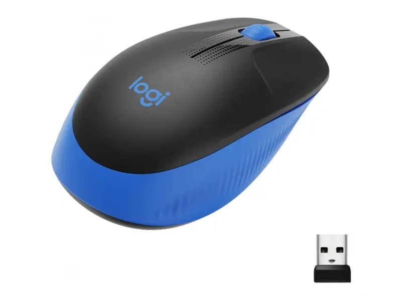 LOGITECH M190 Blue Wireless Mouse, Full Size Curve Design, 18-month battery life (AA battery)