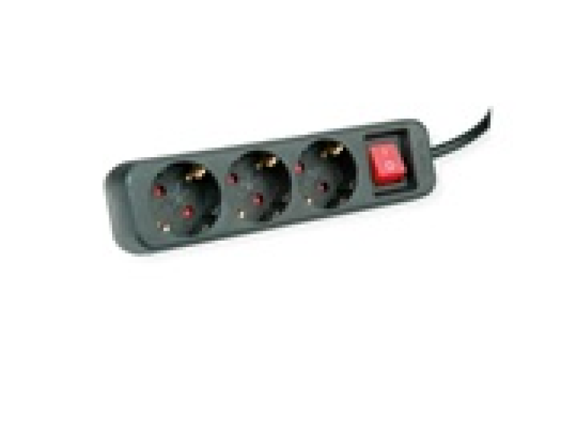 Rotronic 19.07.1068 Produzni kabal sa 3 uticnice i osvijetljenim dvopolnim prekidacem 1.5m, max. cap. 3600W, max volt. 250V AC - crni