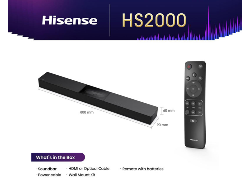 HISENSE HS2000 soundbar crni