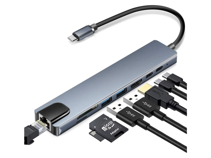 FAST ASIA Adapter-konvertor TIP C na HDMI+2xUSB 3.0+TF/SD+2xTIP C+RJ45