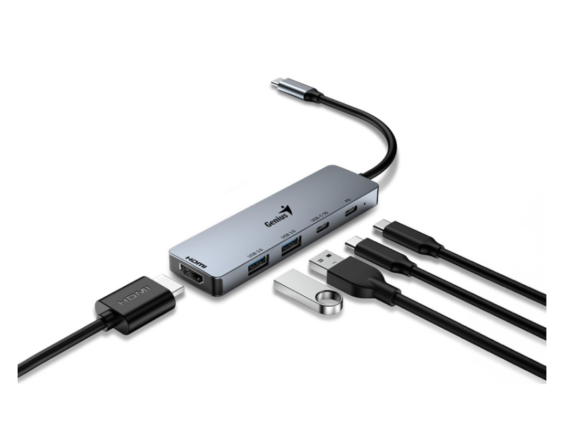 GENIUS UH-500 5-in-1 USB Hub srebrni