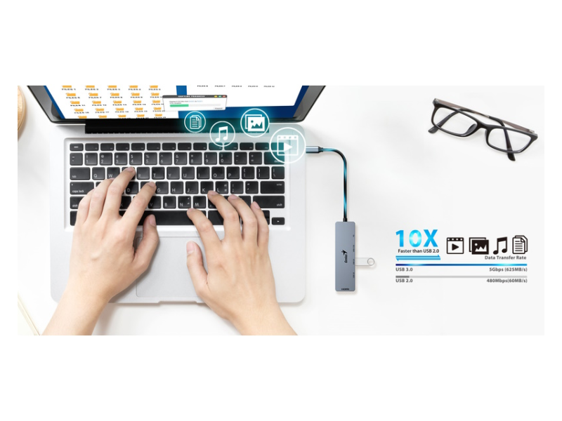 GENIUS UH-500 5-in-1 USB Hub srebrni