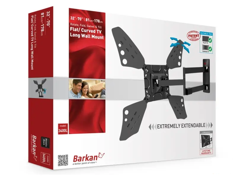 BARKAN 3400L.B LCD TV zglobni zidni nosač do 86 inča za ravne i zakrivljene televizore 