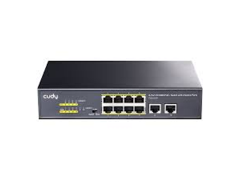 CUDY Switch FS1010P, 8x 10/100/1000Mbps RJ45 ports + 2x Uplink FE, 120W PoE, Metal