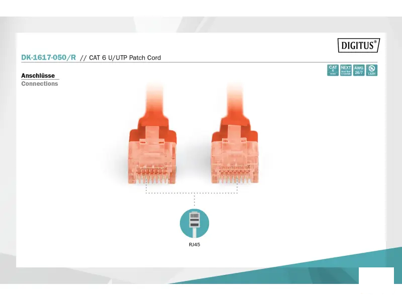 Digitus Kabl UTP patch CAT6 5m crveni