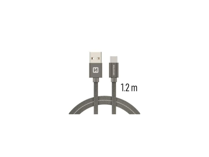 Swissten DATA CABLE TEXTILE USB / USB-C 1.2 M GREY