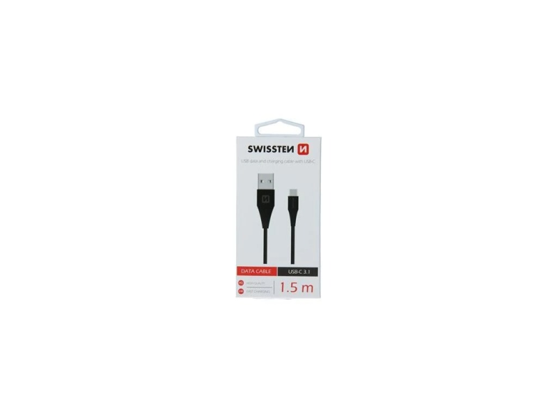 Swissten DATA CABLE USB / USB-C BLACK 1.5M (7mm)
