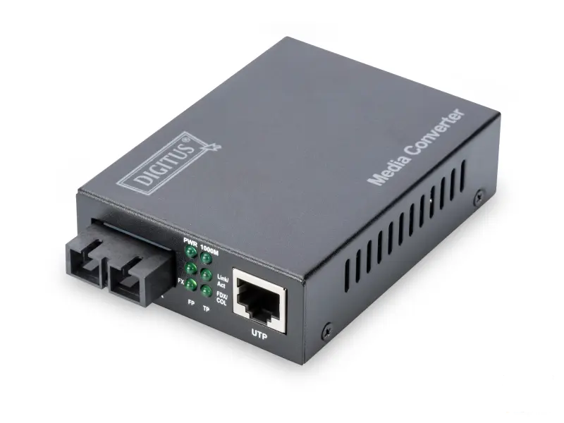 Digitus Gigabit media converter, RJ45 na SC (1000Base‑LX), do 20 km, crni