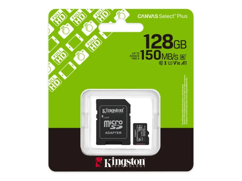 KINGSTON Memorijska kartica U1 V10 SDXC 128GB Canvas Select Plus G3 150R SDCS3/128GB + adapter 