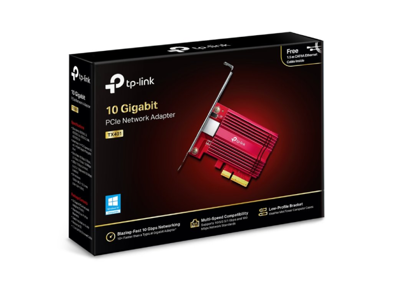 TP-LINK TX401 10 Gigabit PCI Express Network Adapter, Standard/Low-Profile Brackets