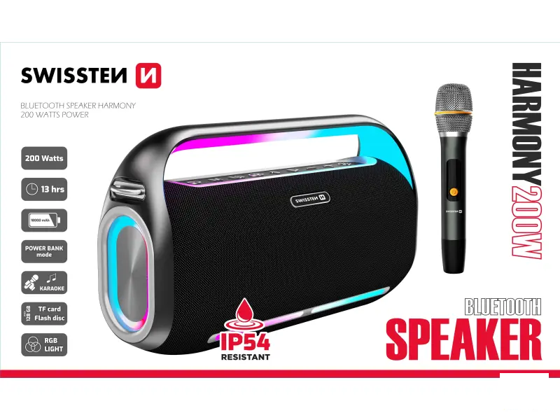 Swissten Zvučnik Bluetooth Harmony 200W Black