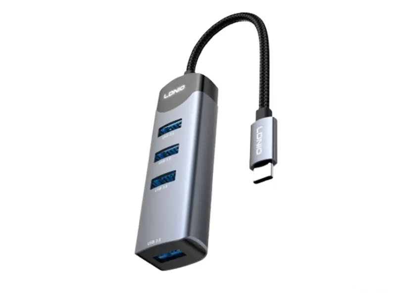 LDNIO DS-134C adapter USB Tip C HUB 4port sivi 