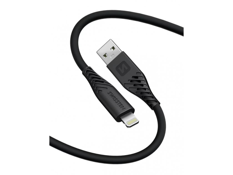 Swissten DATA CABLE SOFT SILICONE USB / LIGHTNING 1.5 M 30W BLACK