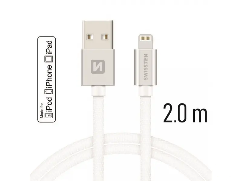 Swissten Data kabl Textile USB 2.0 typ A/Lightning 2m Silver
