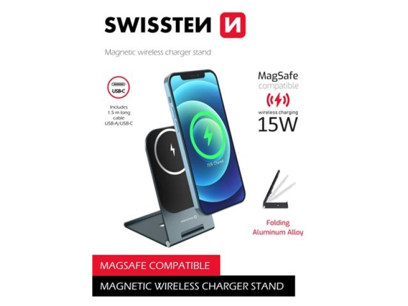 Swissten Charger wireless ultra thin (MagSafe compatible)