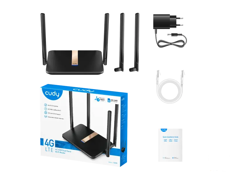 CUDY Router LT500D AC1200 WiFi Mesh 4G LTE