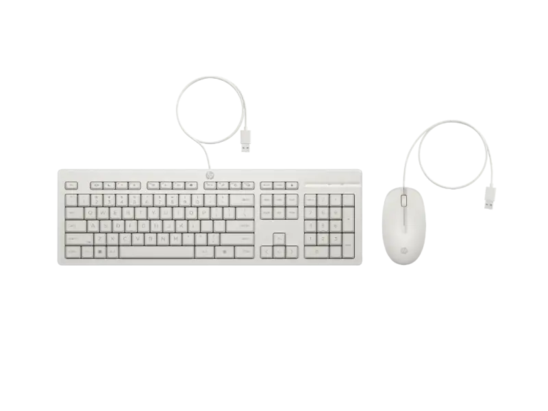 HP 225 Wired Mouse and KB G2 White