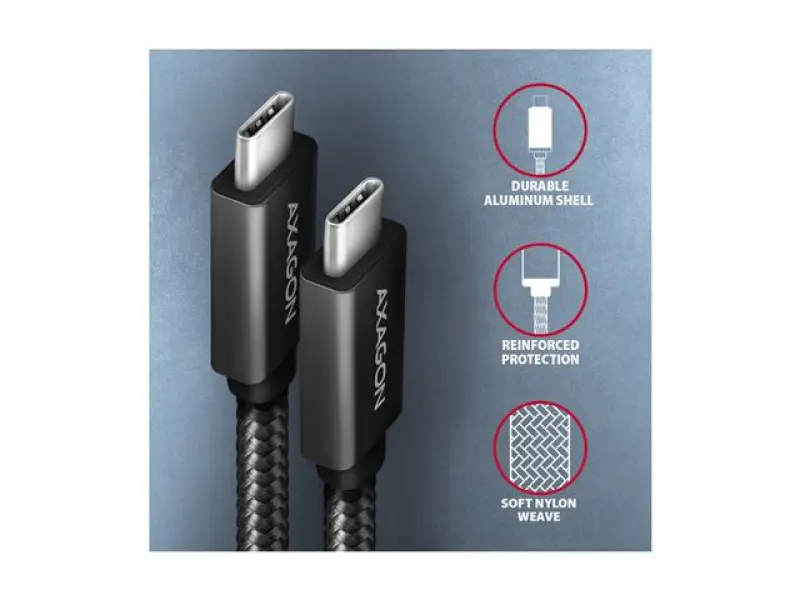 Axagon CC USB CM 2.0 <> USB CM, 2,0 m, Crna, HQ, BUCM-CM20AB