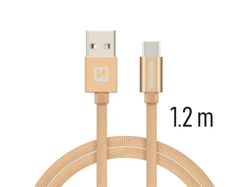 Swissten Data kabl Textile USB / USB-C 1.2m Gold