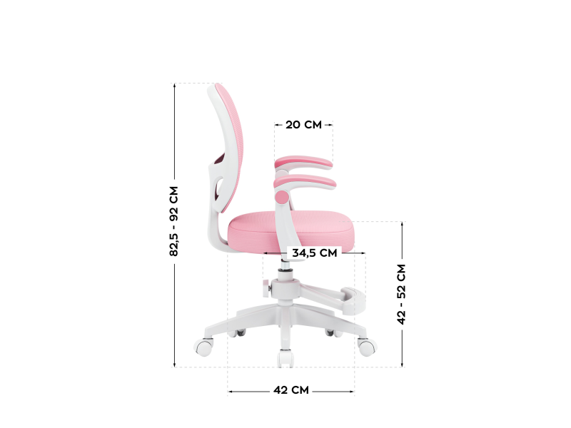 Mark Adler Pokretna Stolica Junior 3.1 Pink, Materijal:Mesh, podesiva visina/ruke/podloga za noge, ergonomski dizajn.