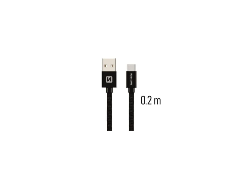 Swissten DATA CABLE TEXTILE USB-C / USB-C 0.2 M BLACK