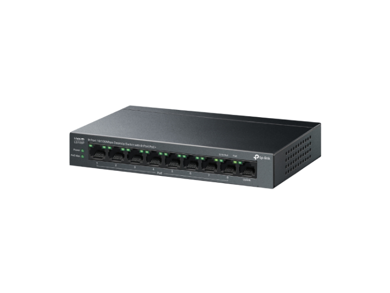 TP-LINK_ LS109P(UN) 9-Port 10/100Mbps Desktop Switch sa 8-Portova PoE+