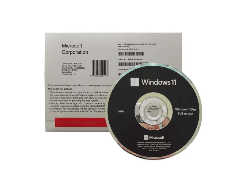 Microsoft MS Windows 11 Pro 64bit English 1pk DSP OEI DVD IS (123)